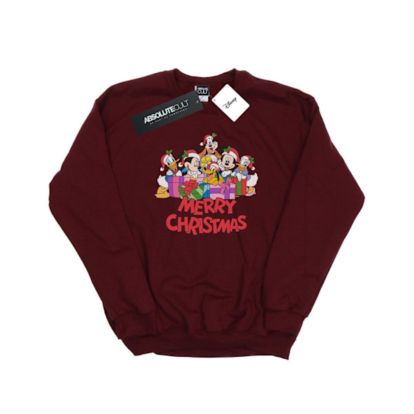 Disney Dam/Damer Mickey Mouse Och Vänner Jul Sweatshirt Burgundy M