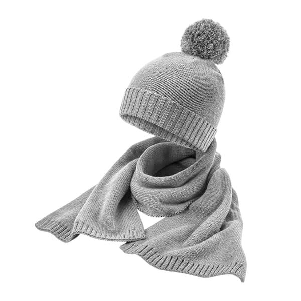 Beechfield Stickad Halsduk & Mössa Set En Storlek Ljusgråmelerad Light Grey Flecked One Size
