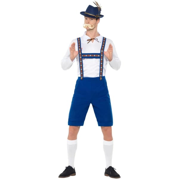 Smiffys Herr Bayersk Kostym L Blå/Vit Blue/White L