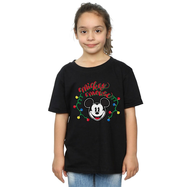 Disney Girls Mickey Mouse Julgransljus Glödlampor Bomull T-shirt Black 3-4 Years