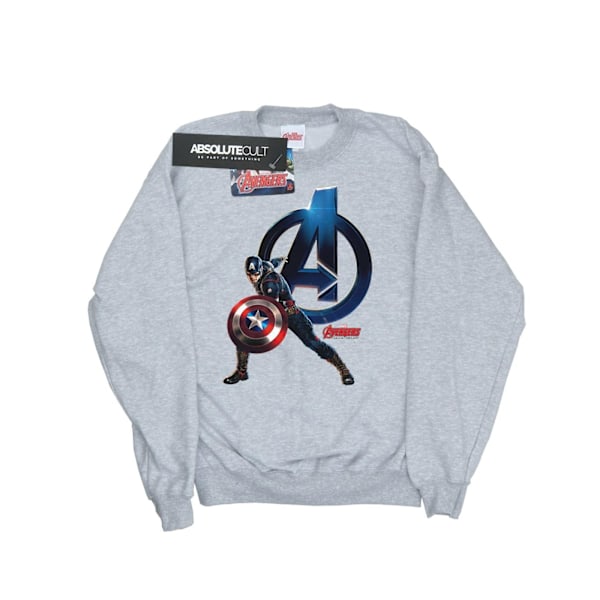 Marvel Boys Captain America Pose Sweatshirt 5-6 år Sports Grå Sports Grey 5-6 Years