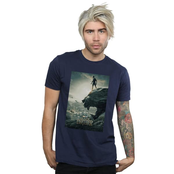Marvel Herr Svart Panter Affisch T-Shirt M Marinblå Navy Blue M