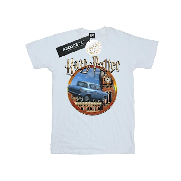 Harry Potter Pojkar Flygande Bil T-Shirt 5-6 År Vit White 5-6 Years
