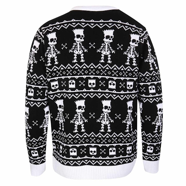 The Simpsons Unisex Vuxen Bart Simpson Skelett Stickad Tröja Black/White M
