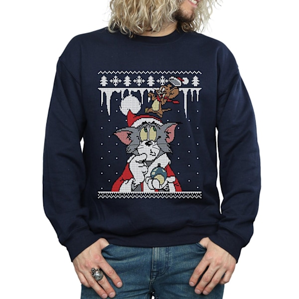 Tom And Jerry Herr Jul Fair Isle Sweatshirt XXL Marinblå Navy Blue XXL