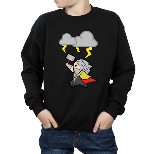 Marvel Boys Kawaii Thor God Of Thunder Sweatshirt 9-11 År Bl Black 9-11 Years