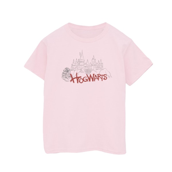 Harry Potter T-shirt i bomull med Hogwarts-tryck för flickor 9-11 år Baby Pink 9-11 Years