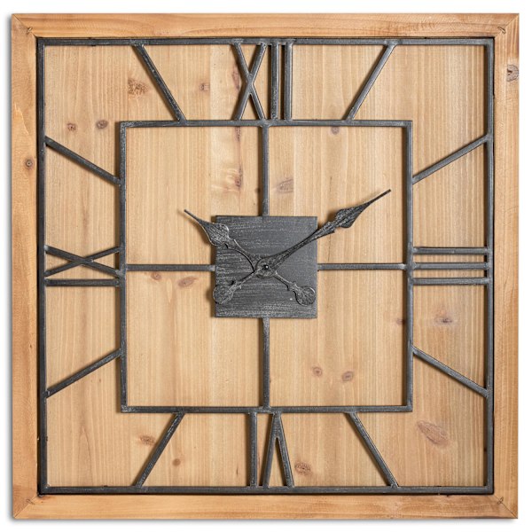 Hill Interiors Williston Square Väggklocka 60cm x 5cm x 60cm Br Brown/Black 60cm x 5cm x 60cm