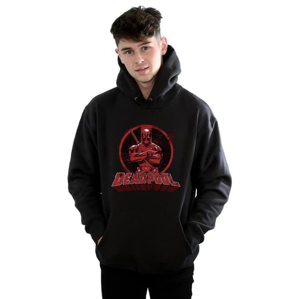 Marvel Herr Deadpool Korsa Armar Logotyp Hoodie M Svart Black M