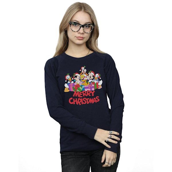Disney Dam/Damer Mickey Mouse Och Vänner Jul Sweatshirt Navy Blue M