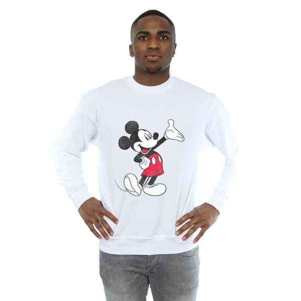 Disney Herr Traditionell Wave Mickey Mouse Sweatshirt M Vit White M