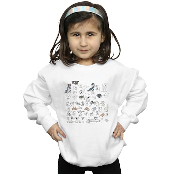 Tom Och Jerry Flickor Cartoon Dept Sweatshirt 5-6 År Vit White 5-6 Years