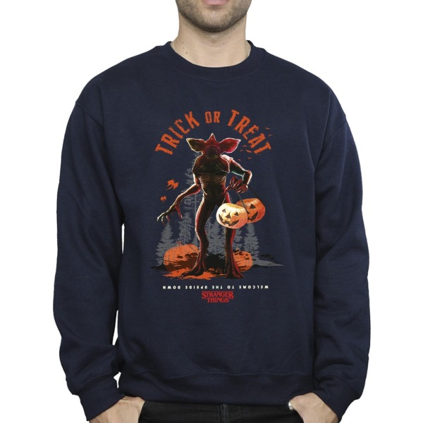 Netflix Mens Stranger Things Trick Or Treat Demagorgon Sweatshirt Navy Blue M