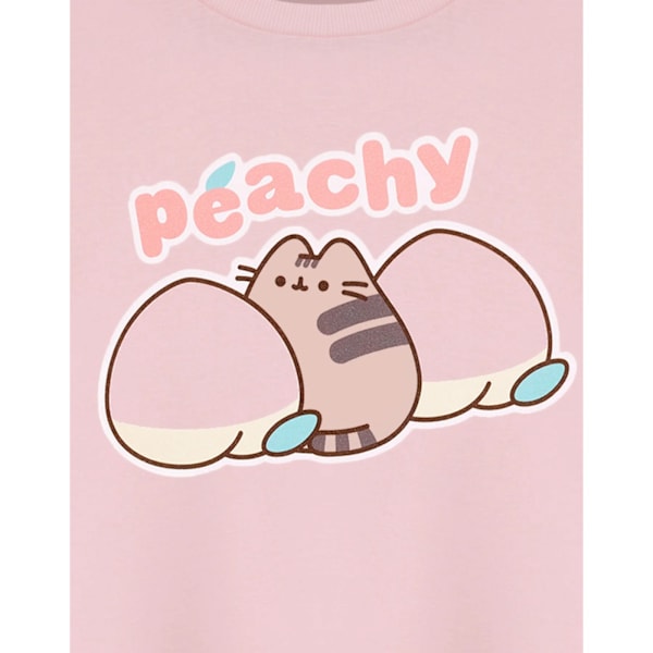 Pusheen Dam T-shirt med korta ärmar i persika, storlek XXL Pink Peach XXL