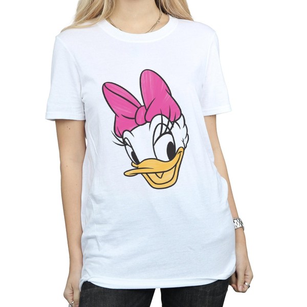 Disney Womens/Ladies Daisy Duck Head Painted Cotton Boyfriend T White S