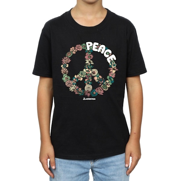 Woodstock Boys Floral Peace T-Shirt 9-11 år Svart Black 9-11 Years