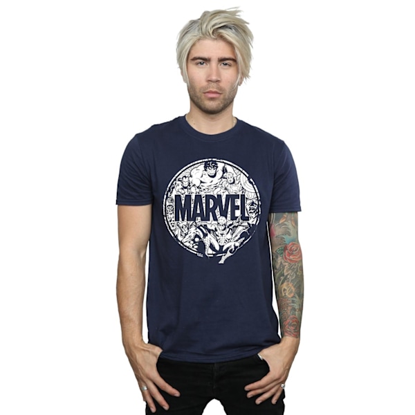 Marvel Comics Herr T-shirt med logotyp och karaktärer, 3XL, marinblå Navy Blue 3XL