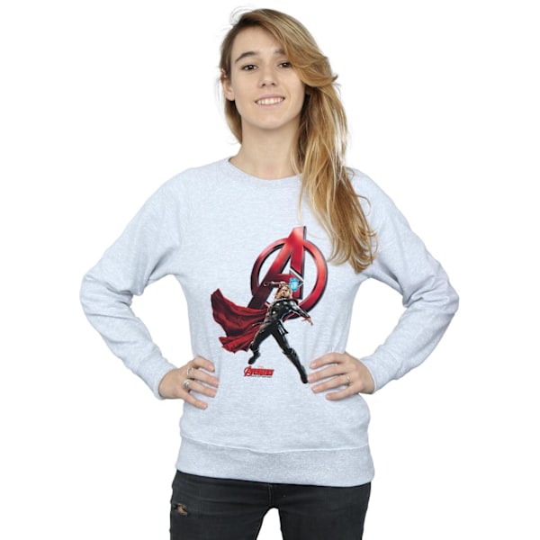 Marvel Dam/Kvinnor Thor Pose Sweatshirt XXL Heather Grey Heather Grey XXL