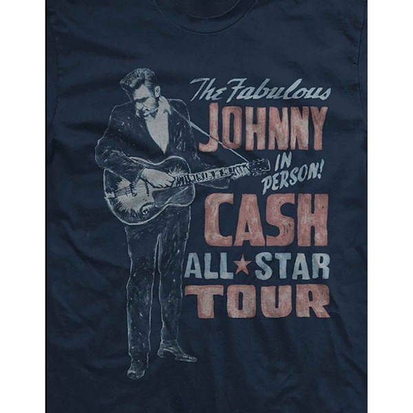 Johnny Cash Unisex Vuxen All Star Tour T-Shirt M Marinblå Navy Blue M