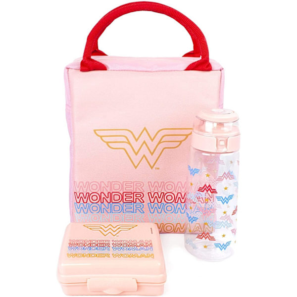 Wonder Woman Rektangulär Lunch Bag Set (3-pack) One Size Pin Pink One Size