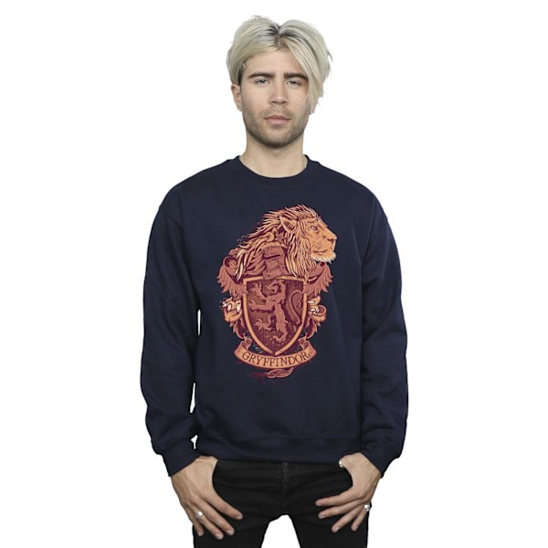 Harry Potter Herr Gryffindor Sketch Crest Sweatshirt M Marinblå Navy Blue M