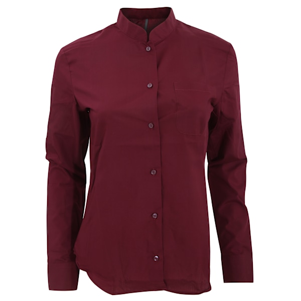 Kariban Dam/Dam Långärmad Mandarin Krage Skjorta XXL Vin Wine XXL