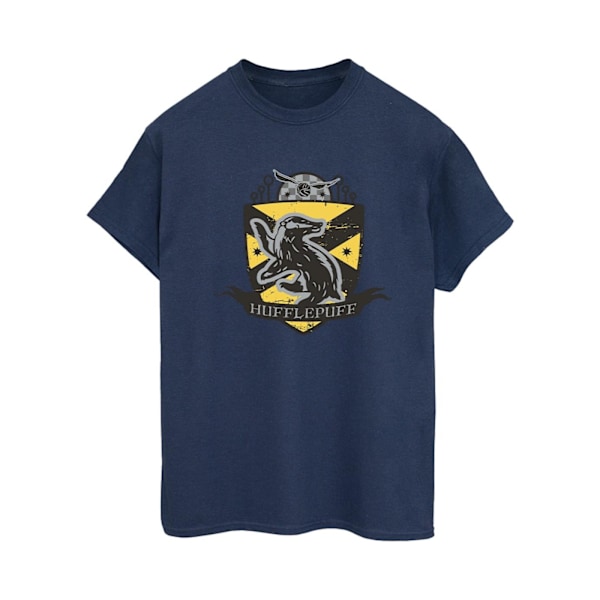 Harry Potter Dam/Kvinnor Hufflepuff Bröst Badge Bomull Pojkvän Navy Blue M