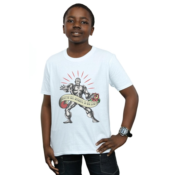 Marvel Boys Iron Man The End Tattoo T-shirt 7-8 år Vit White 7-8 Years