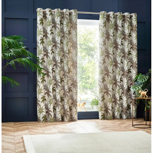 Wylder Galapagos Jacquard Öglettgardiner 229cm x 137cm Grönt Green 229cm x 137cm