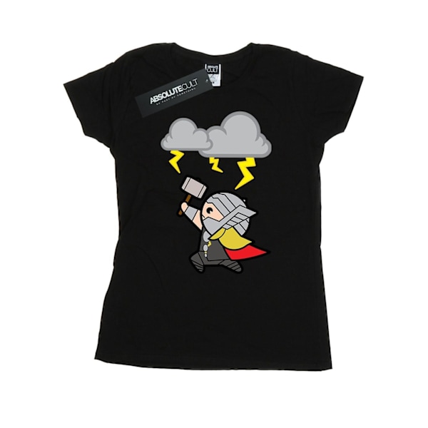 Marvel Dam/Kvinnor Kawaii Thor God Of Thunder Bomull T-Shirt Black L