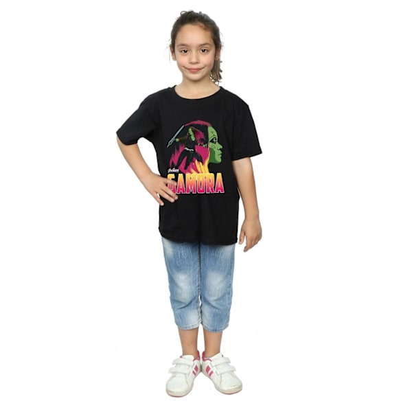 Avengers Infinity War Flickor Gamora Bomull T-shirt 5-6 År Svart Black 5-6 Years