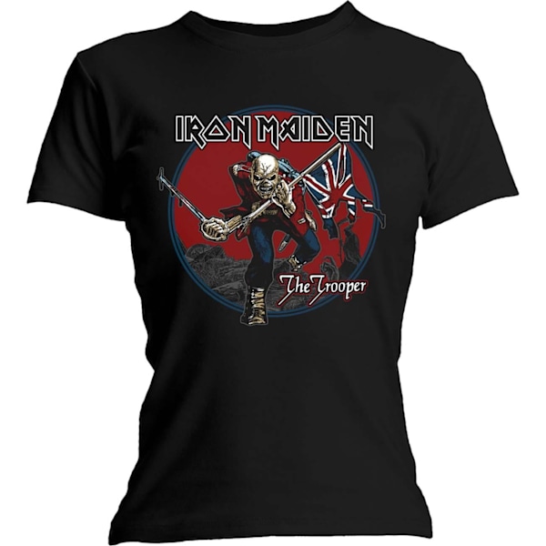 Iron Maiden Dam/Kvinnor Trooper Röd Himmel T-Shirt S Svart Black S