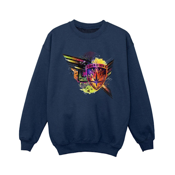 Marvel Boys Guardians Of The Galaxy Abstract Shield Chest Sweat Navy Blue 3-4 Years