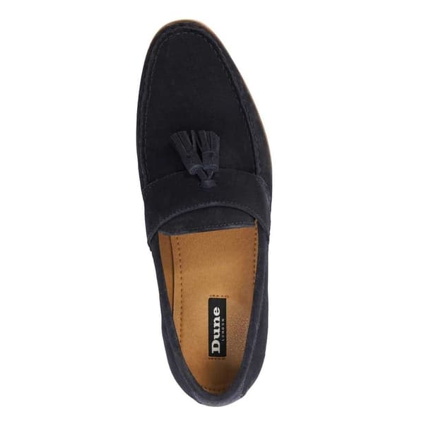 Dune London Herr Bertie Mocka Stack Klack Loafers 9 UK Marinblå/Mocka Navy/Suede 9 UK