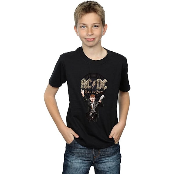 AC/DC Boys Rock Or Bust Angus Young Bomull T-shirt 7-8 år Svart Black 7-8 Years