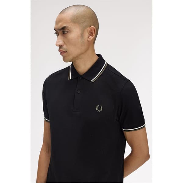 Fred Perry Herr Twin Tip Pikétröja XL Svart/Grå Black/Grey XL