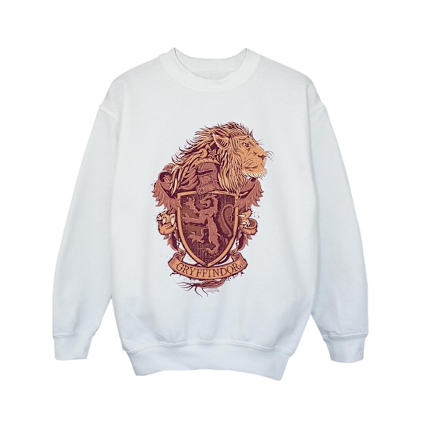 Harry Potter Tjejer Gryffindor Sketch Crest Sweatshirt 9-11 År White 9-11 Years