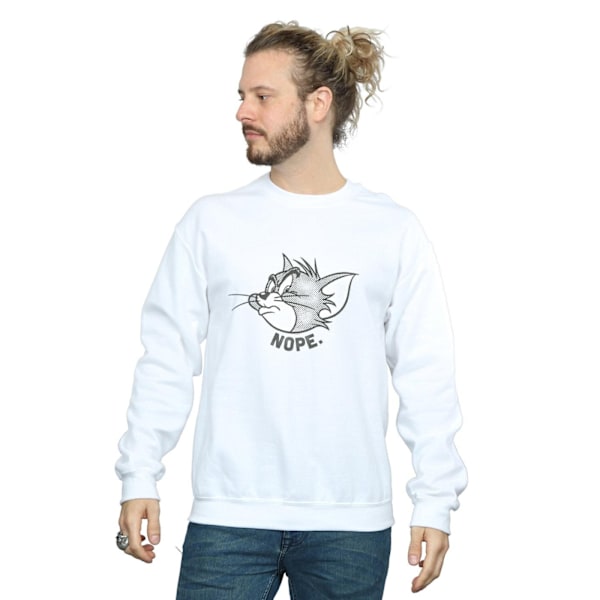 Tom And Jerry Mens Nope Face Sweatshirt M Vit White M