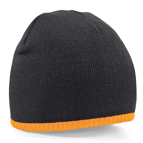 Beechfield Enfärgad Basic Stickad Vintermössa En Storlek Svart Black/Fluorescent Orange One Size