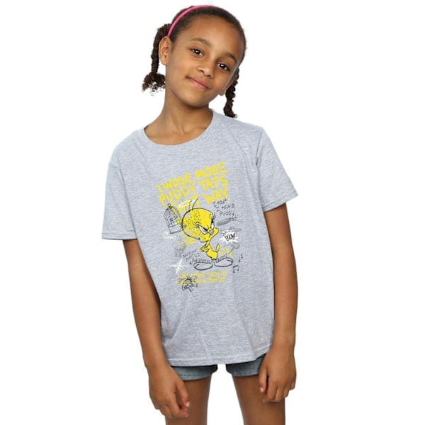 Looney Tunes Girls Tweety Pie More Puddy Tats Bomull T-shirt 12 Sports Grey 12-13 Years