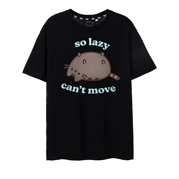 Pusheen Dam/Kvinnor Så Lat Kan Inte Flytta T-Shirt M Svart/Pastell Black/Pastel Blue M