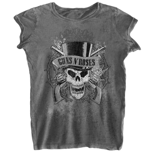 Guns N Roses Dam/Dam Faded Skull Burnout T-Shirt S Charco Charcoal Grey S