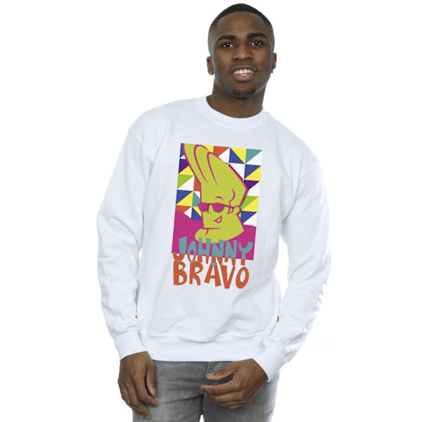 Johnny Bravo Herr Multi Triangles Pop Art Sweatshirt M Vit White M