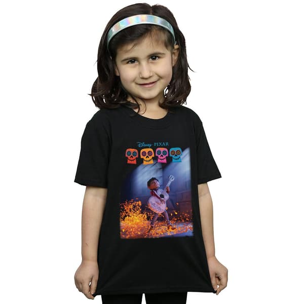 Disney Flickor Coco Miguel Spelar Gitarr T-Shirt i Bomull 5-6 År Black 5-6 Years