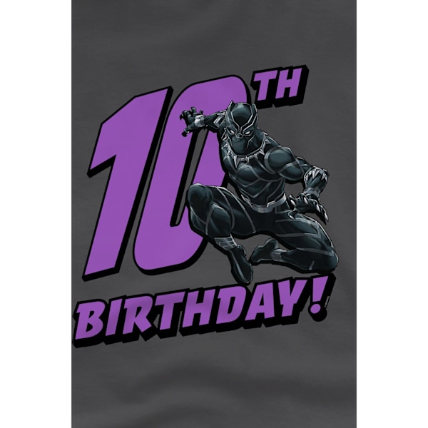 Black Panther Barn/Barn 10-årsdag T-shirt 3-4 År Kolgrå Charcoal 3-4 Years