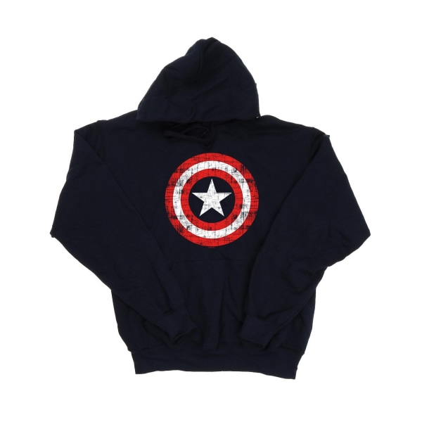 Marvel Boys Avengers Captain America Scratched Shield Hoodie 5- Navy Blue 5-6 Years