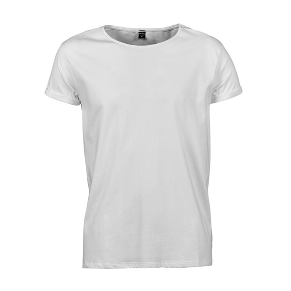 Tee Jays herr T-shirt i bomull med upprullade ärmar XL vit White XL