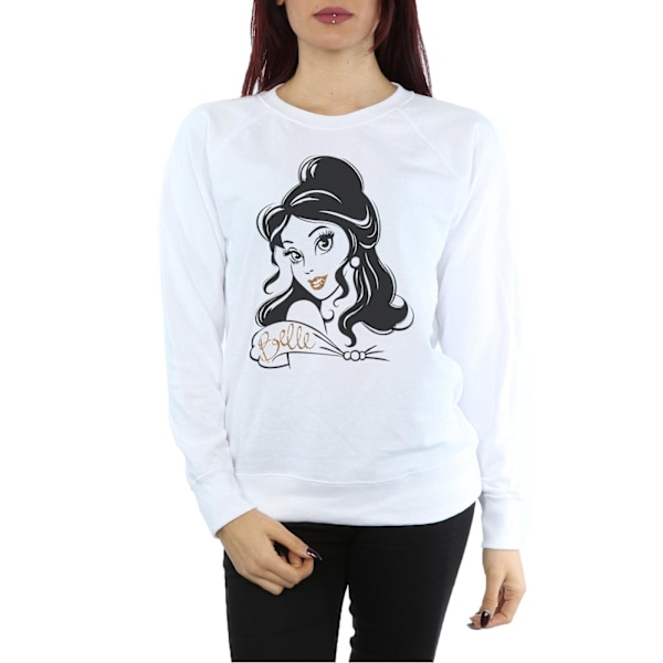 Disney Princess Dam sweatshirt med glitter för kvinnor/damer, Belle, XXL, vit White XXL