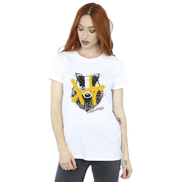 Harry Potter Dam/Kvinnor Hufflepuff Pop Spray Bomull Pojkvän White XXL