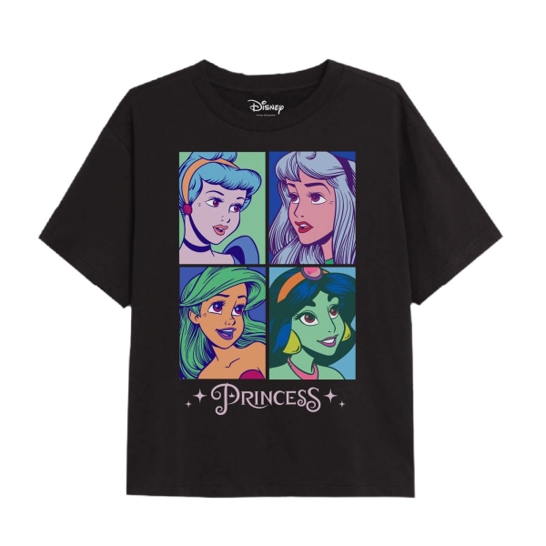 Disney Princess Girls Faces T-shirt 12-13 år Svart Black 12-13 Years